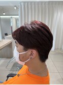 ワインレッドボルドーカラー赤髪ブリーチありダブルカラー