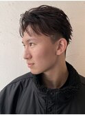 メンズカット フェザーショート センターパート ツーブロック
