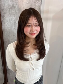 ムージー(moug)の写真/【袋町・本通】ブリーチを使わないダメージレスなダブルカラーで柔らかな透明感カラーが叶う◎暗髪も♪