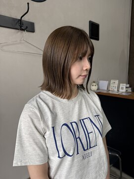 カンナカンナ 三佐店(cannaCANNA) 切りっぱなしボブ/顎下ボブ/オリーブベージュ/赤み消しカラー