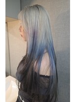 スマイロンナイロン ヘアー(smile on nylon hair) レイヤーカット+青+紫+ブラックエンドカラー/デザインカラー