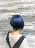 ハンサムショート/ブリーチ/ブルーブラック/前下がり/前髪/小顔