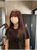 ロングレイヤーワインレッドハイライト