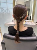 結婚式ヘアセット タイトアレンジ×金箔