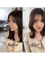 垢抜けメイク　ビフォーアフター　くびれ巻き　オレンジメイク