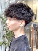 シャドウパーマ波巻きスパイラルパーマメンズマッシュフェザー
