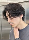 渋谷緩めフェザーパーマフェザーショートセンターパート