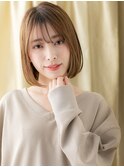 美髪細めハイライト前下がり小顔切りっぱなしボブY上尾20代30代