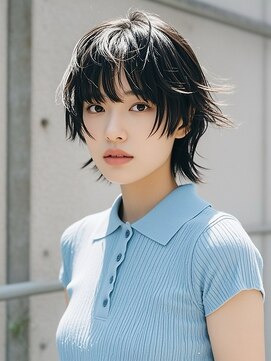 エイチ ウルフカット 大阪梅田(811) 50代ハンサムショートショートバレイヤージュクラゲヘアパーマ