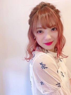 エルパティオ(EL PATIO) チェリーレッド×ガーリー 波巻きハーフアップ