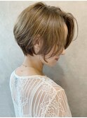 前髪長め×ひし形ショート×シャンパンベージュ☆