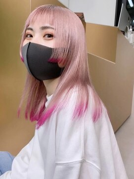 ペレ 渋谷(PELE) R17_ペールピンク 裾カラーピンク ブリーチ1回～