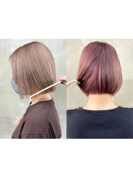 ブリーチを使ったデザインカラー、ハイトーンでトレンドスタイルを提案する【em HAIR】だけのダブルカラー