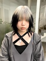 レコ 渋谷(LECO)&nbsp;シャギーウルフカットホワイトシルバーブラックグラデーション