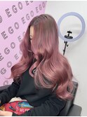 10代20代30代外国人風バレイヤージュ　ハイライトカラーピンク