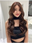 11130マロンベージュ韓国風巻き姫カットレイヤーワンカール