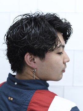 メリケンバーバーショップ フクオカ(MERICAN BARBERSHOP FUK) べリーショートダークアッシュニュアンスパーマ韓国マッシュ