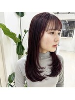 アオ 岡野 横浜(a-o) 【安藤貴志】ロングレイヤーxワインレッドカラー＊