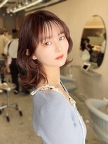 ラルム 新宿(LARME SHINJUKU)&nbsp;デジタルパーマチェリーブラウンブリーチなし顔周り前髪/新宿