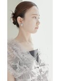 お呼ばれヘアセットショートボブ結婚式二次会ハーフアップ