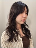 ニュアンスパーマロングレイヤーカットブラウンカラー/木梨健太