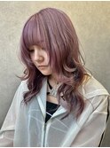 ピンクラベンダー/ダブルカラー/レイヤーカット