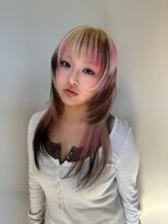 ラヴェスト バイ フレイス ウェル ブリーチ(LOVEST by frace well)&nbsp;赤ピンクとブラウンのローライト　ボーダーカラー