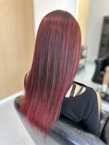 ホワイト(White) 赤メッシュバレイヤージュ