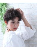 毛先パーマネオウルフ小顔外ハネボブアッシュブラウン