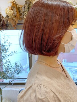 シー バイ ロンド 新宿(Sea by Lond) 【佐藤健太郎】イメチェン耳かけタンバルモリピンクオレンジボブ