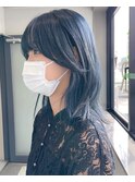 くすみブルー×ダークアッシュ×暗めカラー×ボブルフスタ