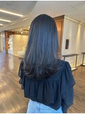 グレージュ レイヤーカット セミロング 20代30代40代