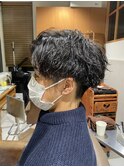 アッシュブラックベリーショートウルフカルマパーマ