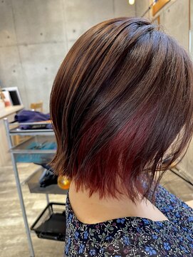 ヘアメイク ゼロ(0) インナーカラーピンクブラウン