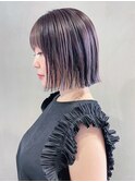 秋色ピンクヘアーボブルフ透明感カラー_ba531031