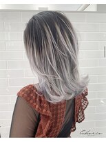 シェリ ヘアデザイン(CHERIE hair design)&nbsp;バレイヤージュ風ホワイトカラー［福岡/天神/大名/美容室］