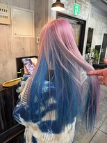コワファースト長崎シャンプーボーイ 2nd(COIFF1RST 長崎 SHAMPOO BOY)&nbsp;長崎ハイトーン 韓国 ピンク×ブルー インナーカラー
