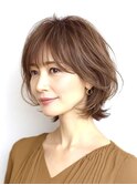 大人ショートレイヤー白髪ぼかし脱白髪染め40代50代60代原宿