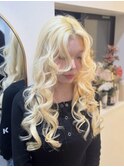 blond curly hair