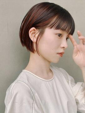 シアン(cyan) ミニボブ×ワイドバング×インナーカラー