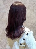 ラベンダーブラウン　上品カラー　セミロング　レイヤーカット