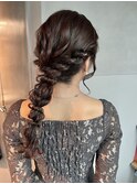 【編みおろしローポニーテール】結婚式/二次会/銀座/ヘアセット