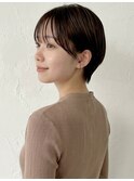 ダークブラウン耳かけ小顔ナチュラルショートA11上尾30代40代
