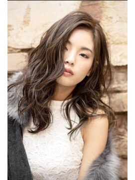 フィックスヘアー 梅田店(FIX-hair) かきあげセミロング！こなれヘア/チャコールグレー