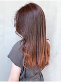 オレンジグラデーション_レッドブラウンハッシュカット_ba348841