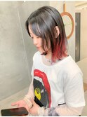 毛先カラー、レッドカラー、ボルドー、ブリーチカラー
