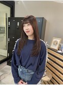 レイヤーカット/暖色ヘア/ピンクベージュ/小顔カット