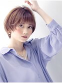 くびレイヤー/シアーカラー/ナチュラルカール愛されショート