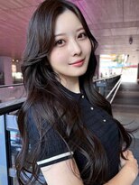 【MINX】くびれヘアアプリコットオレンジハイライトカラー_銀座