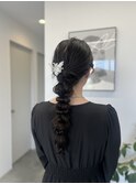 結婚式お呼ばれヘア/編みおろしヘア/ヘアセット/アレンジ